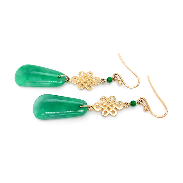 Jadeite & Yellow Gold Dangle Earrings - "Ilia"