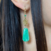 Jadeite & Yellow Gold Dangle Earrings - "Ilia"