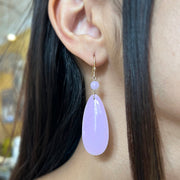 Jadeite & Yellow Gold Earrings - "Lavender"