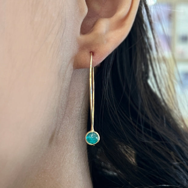 Paraiba Tourmaline & Yellow Gold Earrings - "Mini Comet"