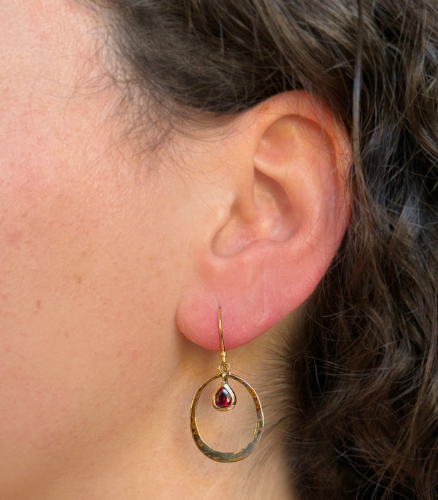 Ruby & Yellow Gold Earrings - "Ruby Glow"