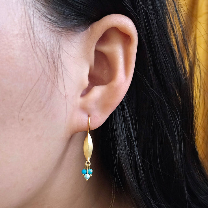 Gold Vermeil & Turquoise Cluster Drop Earrings - "Bliss"