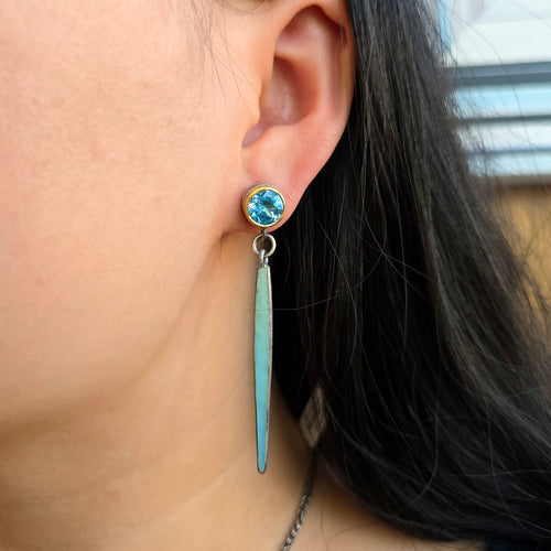 Blue Topaz Color Drop Earrings