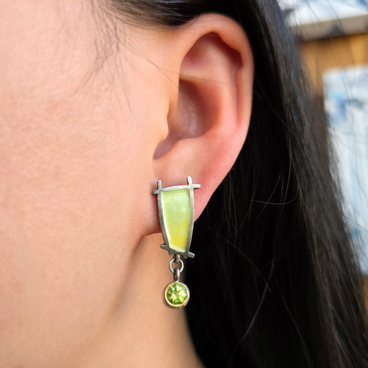 Peridot Drop Earrings "Shoji Stud"