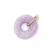 Lavender Jadeite & Yellow Gold Circle Pendant - "Bellflower"