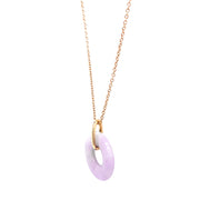 Lavender Jadeite & Yellow Gold Circle Pendant - "Bellflower"