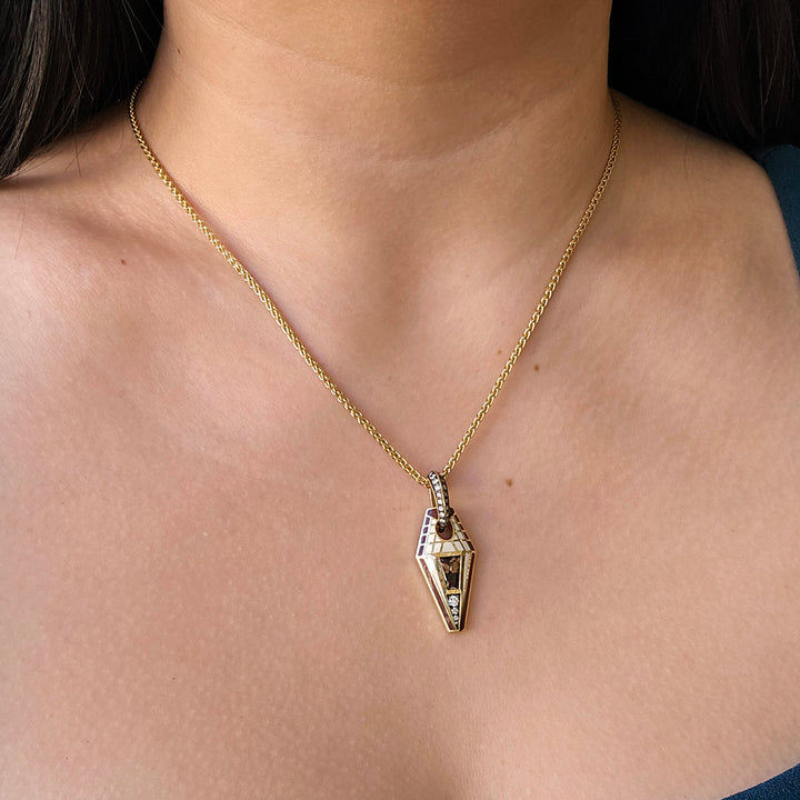 One-of-a-Kind Cognac Zircon & Enamel Pendant - "Pharoah"