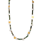 Green Tourmaline & Gold Vermeil + Sterling Silver Necklace - "Ivy Ruins"