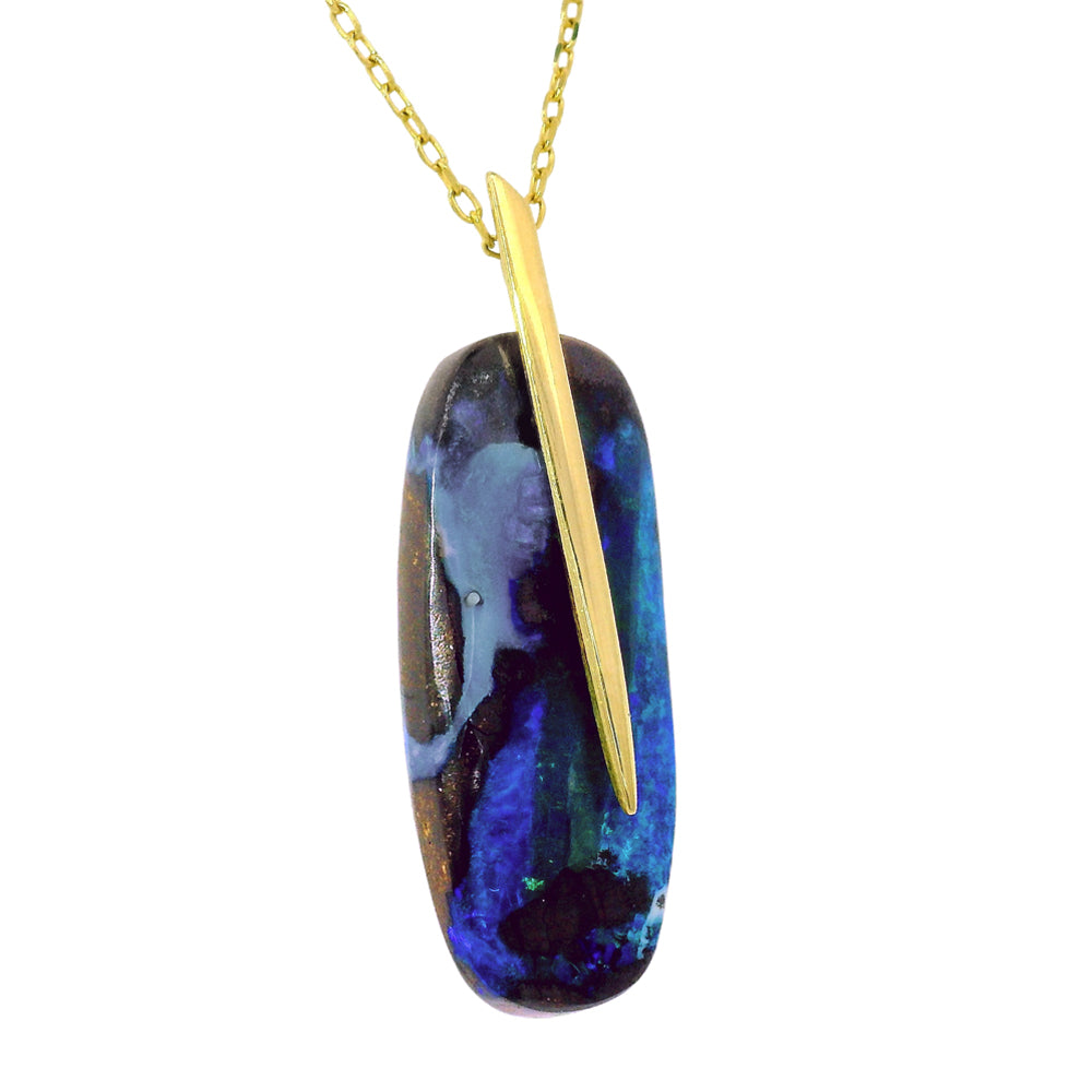 One-of-A-Kind Boulder Opal Necklace - "Feather"