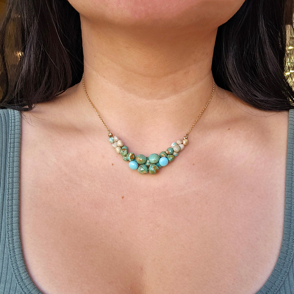 Turquoise Briolette Necklace - "Caviar Scoop"