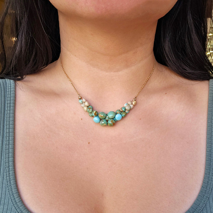 Turquoise Briolette Necklace - "Caviar Scoop"