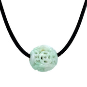 Natural Green Jadeite & Rubber Cord Necklace - "Senecio"