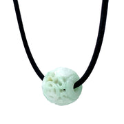 Natural Green Jadeite & Rubber Cord Necklace - "Senecio"