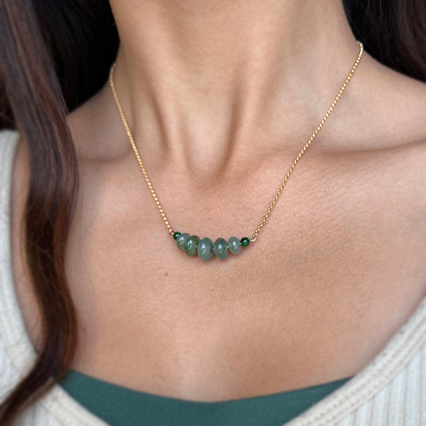 Green Jadeite & Yellow Gold Necklace - "Serene"