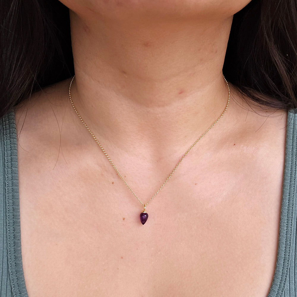 Gold Vermeil Amethyst Necklace - "Pendulum"