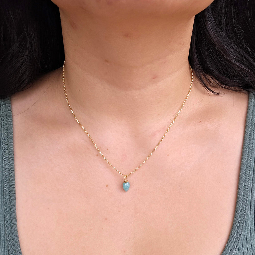 Gold Vermeil Amazonite Necklace - "Pendulum"