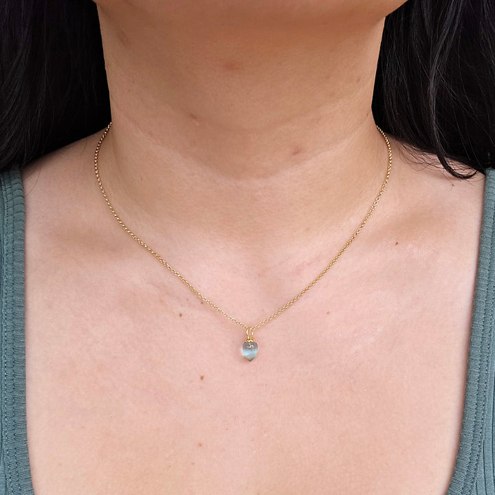 Gold Vermeil Blue Topaz Necklace - "Pendulum"