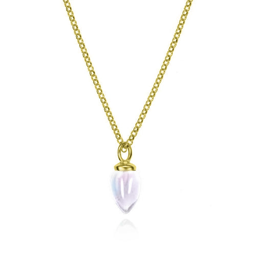 Gold Vermeil Rainbow Moonstone Necklace - "Pendulum"