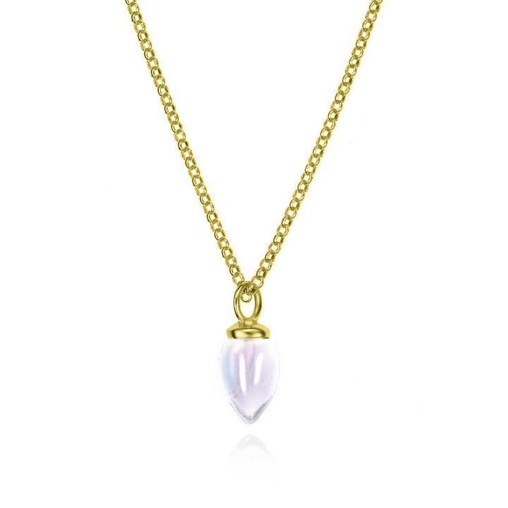 Gold Vermeil Rainbow Moonstone Necklace - "Pendulum"