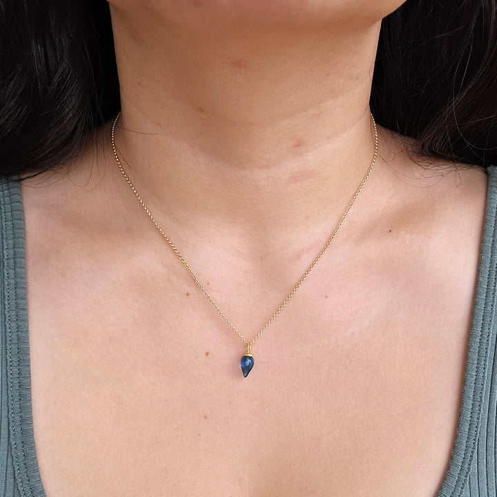 Gold Vermeil Iolite Necklace - "Pendulum"