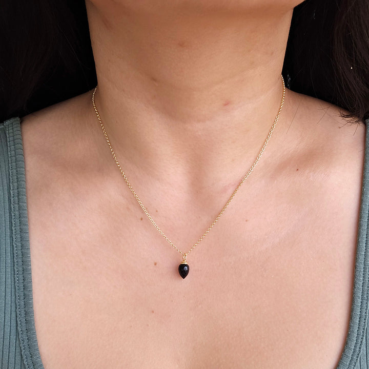 Gold Vermeil Black Onyx Necklace - "Pendulum"
