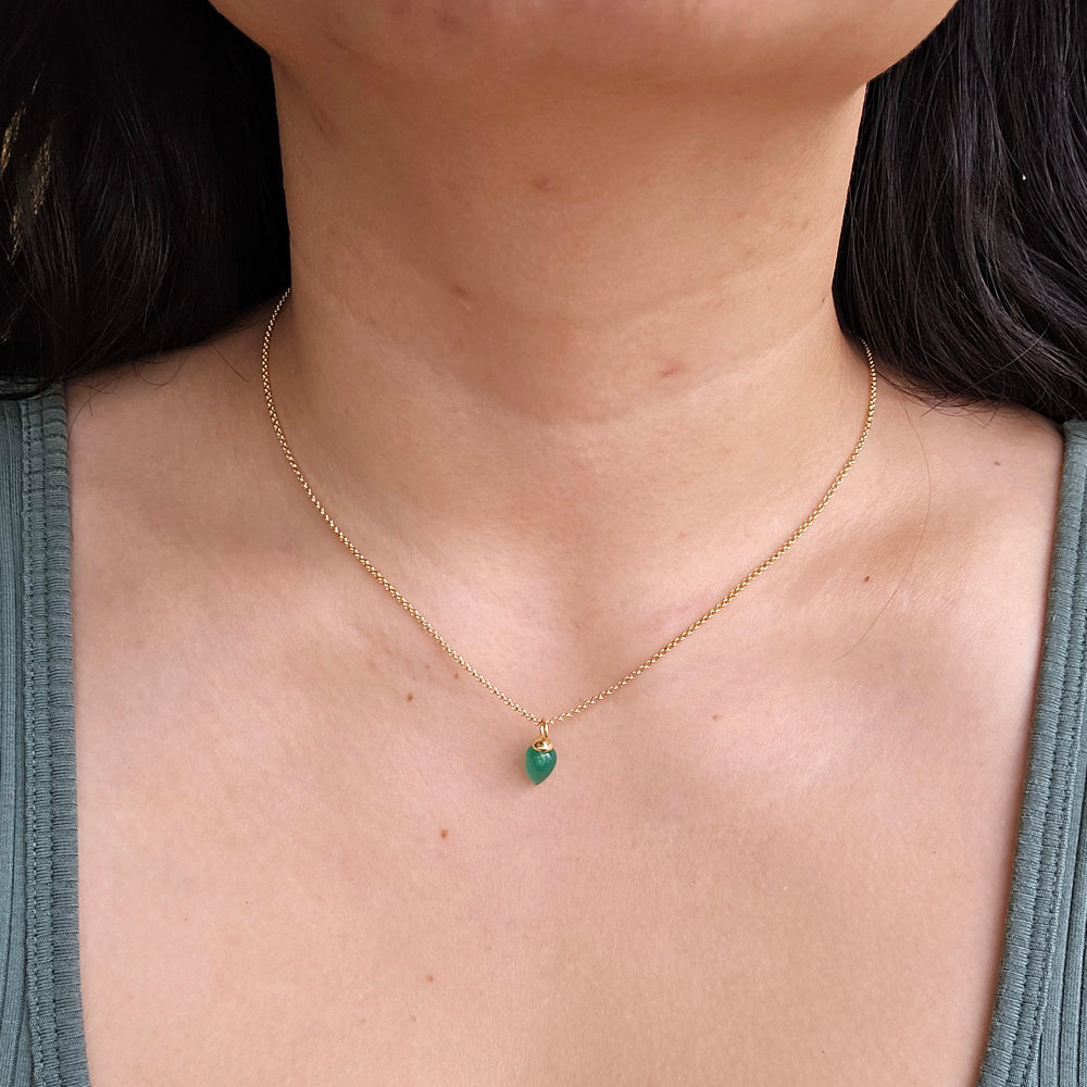 Gold Vermeil Green Onyx Necklace - "Pendulum"