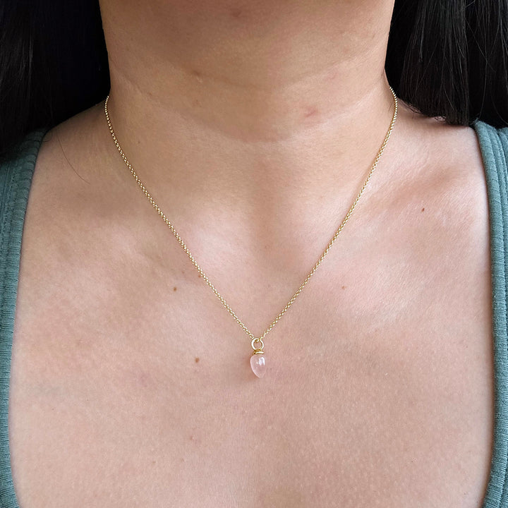 Gold Vermeil Rose Quartz Necklace - "Pendulum"