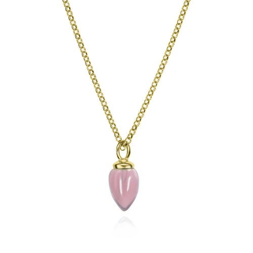Gold Vermeil Rose Quartz Necklace - "Pendulum"