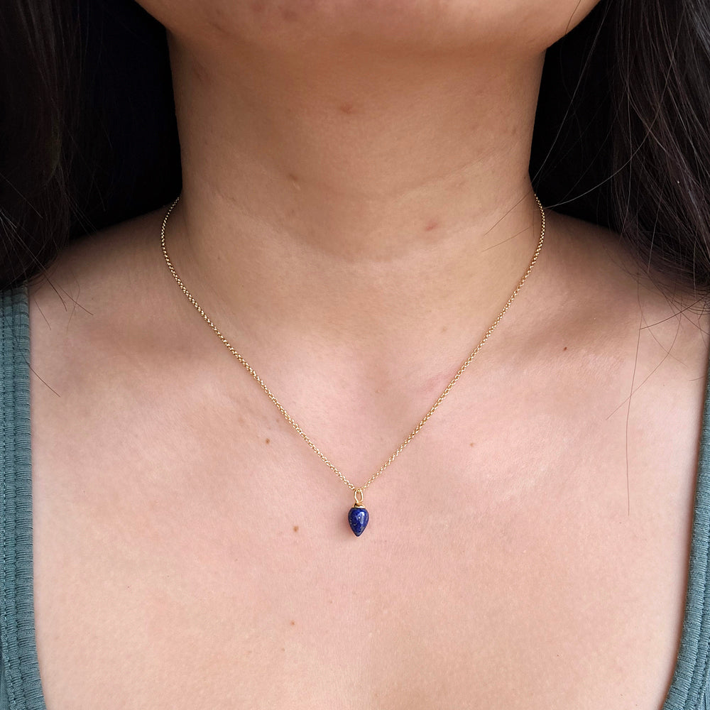 Gold Vermeil Lapis Lazuli Necklace - "Pendulum"