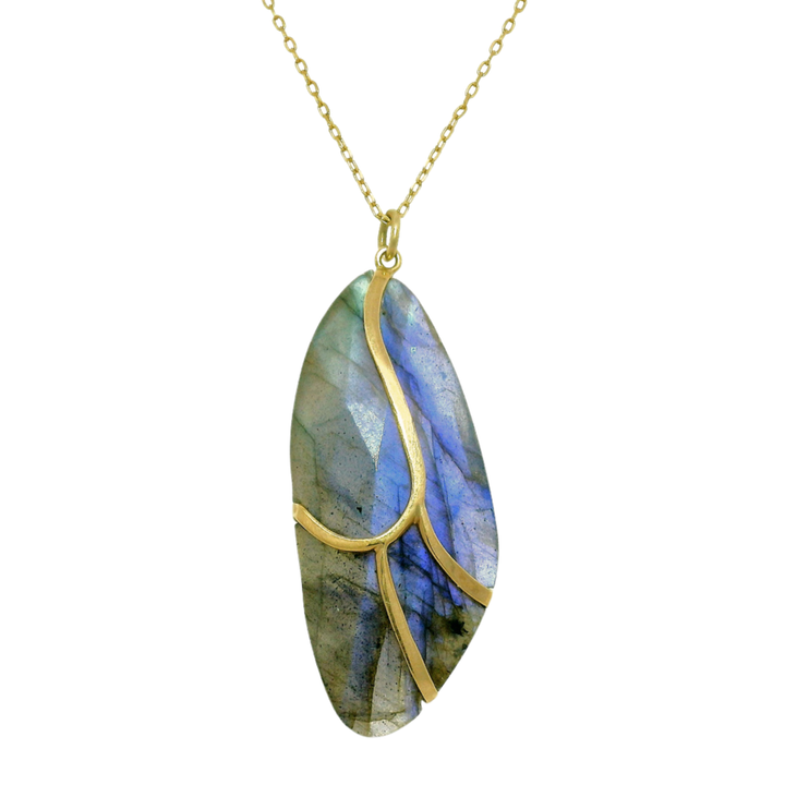 One-of-a-Kind Labradorite & Gold Necklace - "Butterfly Wing"