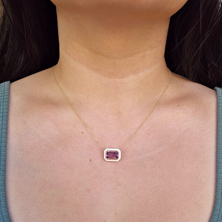 Amethyst, Enamel & Gold Necklace- "Queen"
