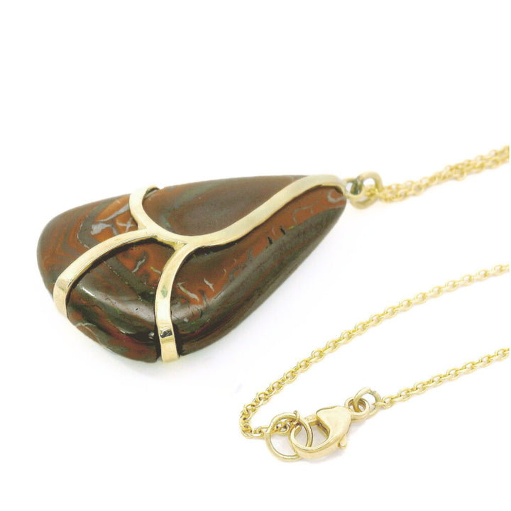 One-of-a-Kind Koroit Nut Opal & Gold Necklace - "Butterfly Wing"