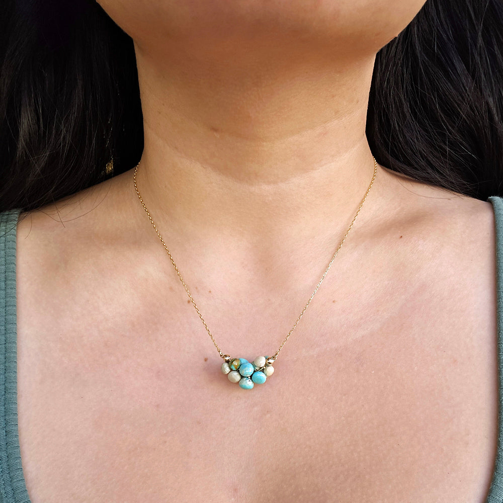 Turquoise Briolette Cluster Necklace - "Small Cloud"