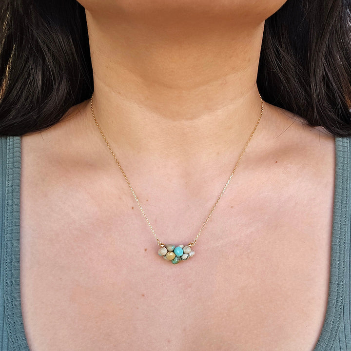 Turquoise Briolette Cluster Necklace - "Small Cloud"