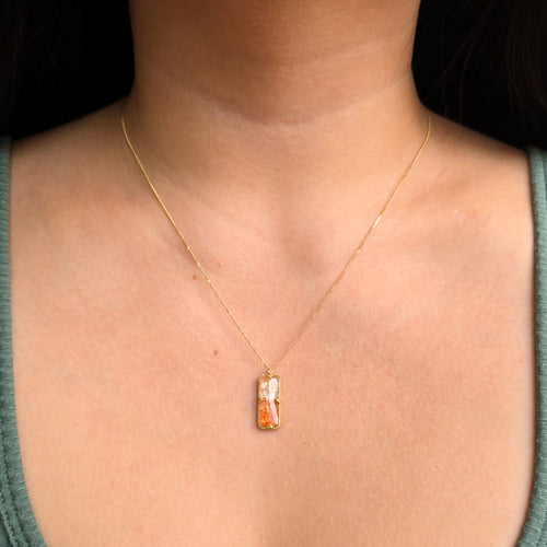 One-of-a-Kind Sunstone & Gold Necklace – “Heat Haze”