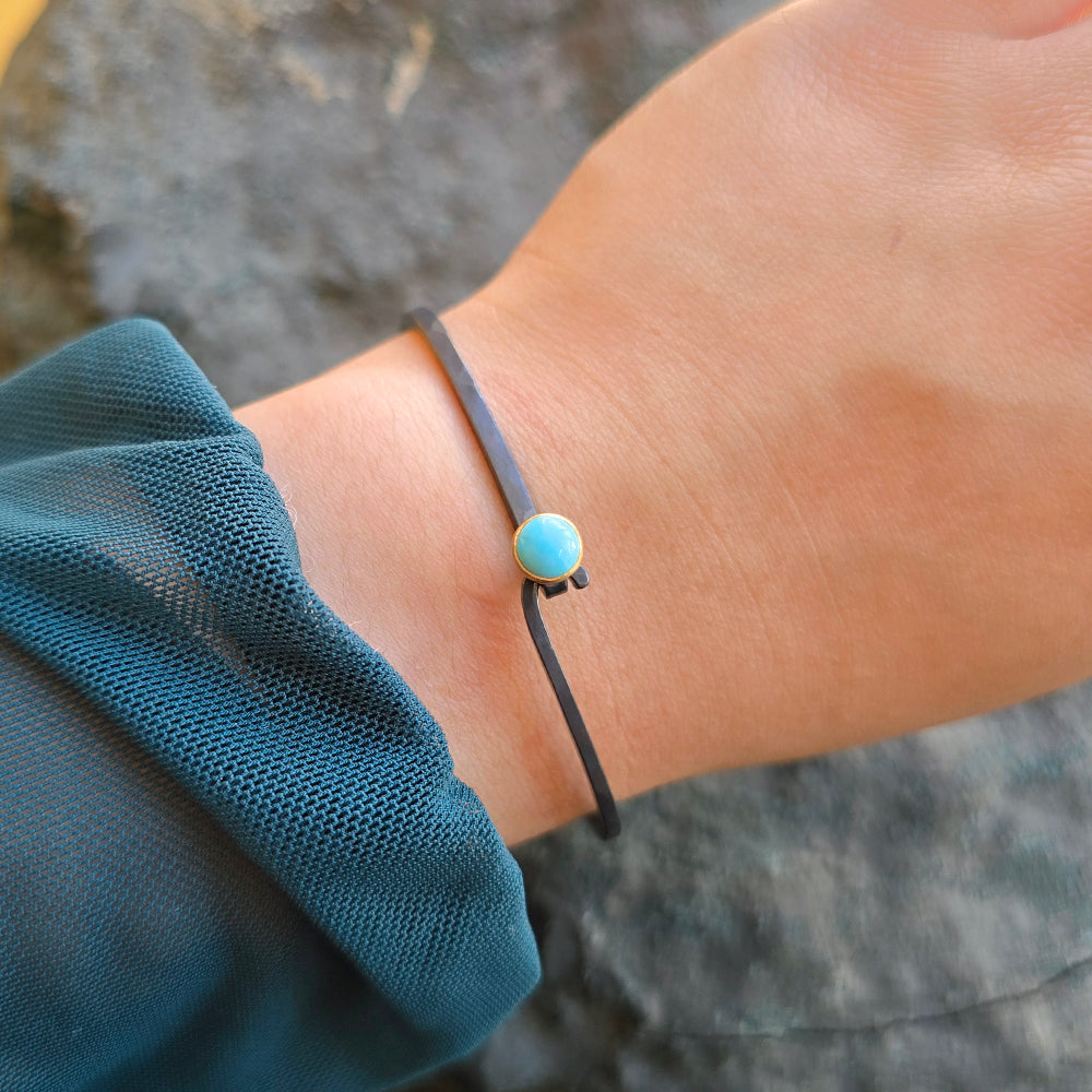 Sleeping Beauty Turquoise Two-Tone Hook Bracelet - "Skyfall"