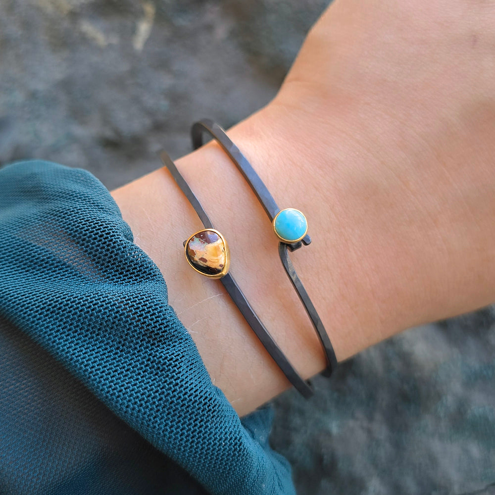 Sleeping Beauty Turquoise Two-Tone Hook Bracelet - "Skyfall"