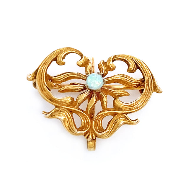 Yellow Gold & Opal Pin - "Blossom"