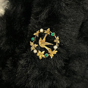 Yellow Gold & Pearl Wreath Brooch - "Sparrow"