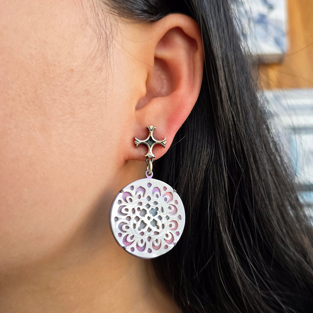 Mother-of-Pearl Drop Earrings - "Aquitaine"