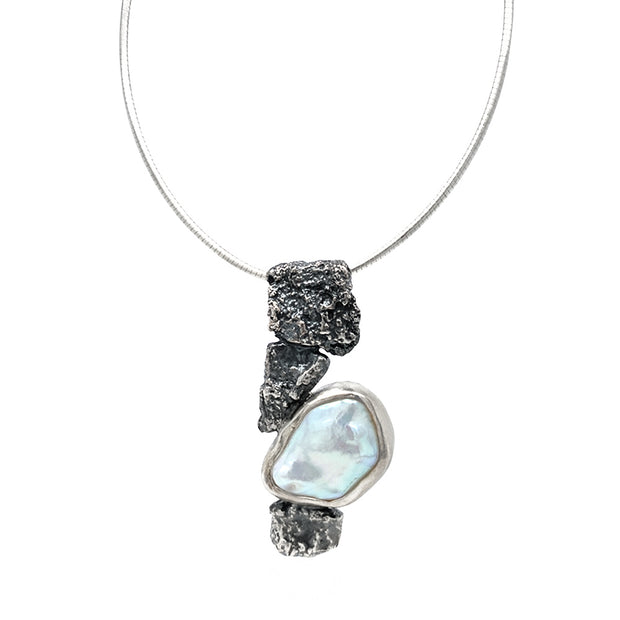 Sterling Silver & Freshwater Pearl Pendant - "Baroque"