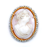 Yellow Gold Cameo Shell - "Victorian Elegance"