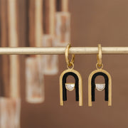 Oxidized Cobalt Chrome and Gold Diamond Earrings