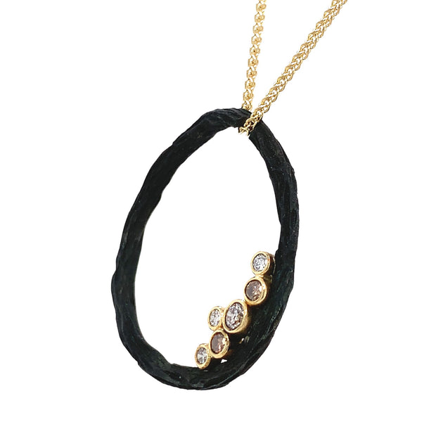 Gold & Cobalt Chrome Diamond Necklace - "Pebble Beach"