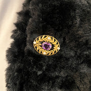 Yellow Gold, Pearl & Amethyst Brooch - "Purple Wreath"