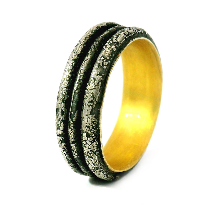 Sterling Silver & Yellow Gold Modular Ring - "Trinity Forge"