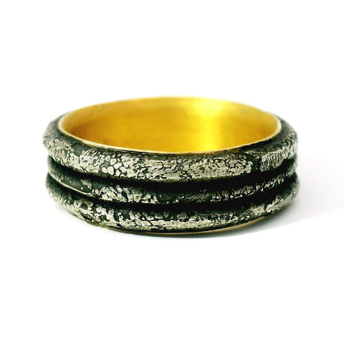 Sterling Silver & Yellow Gold Modular Ring - "Trinity Forge"