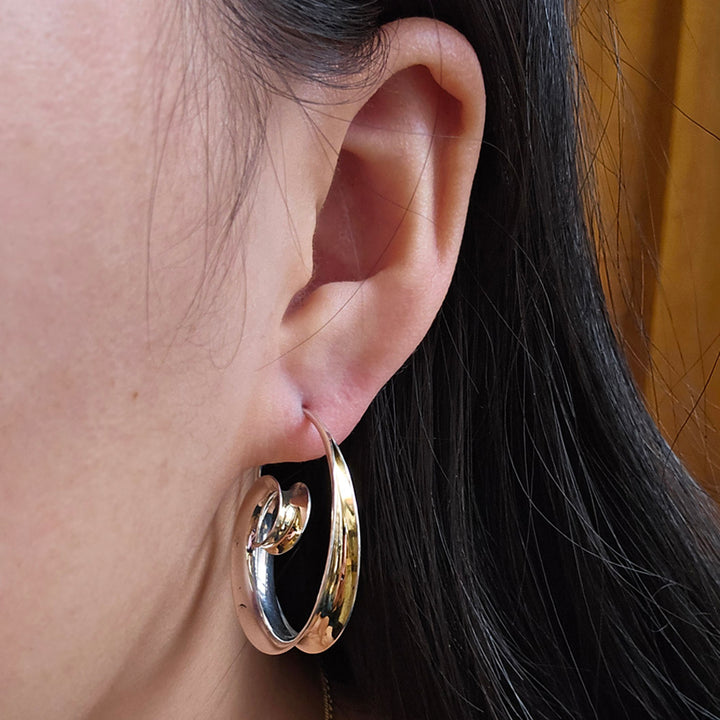 Sterling Silver & Gold Earrings - "Medium Spiral"