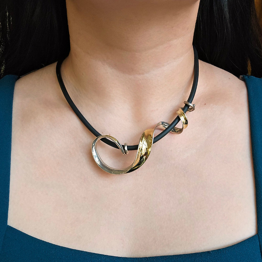 Sterling Silver Asymmetrical Pendant Necklace - "Tendril"