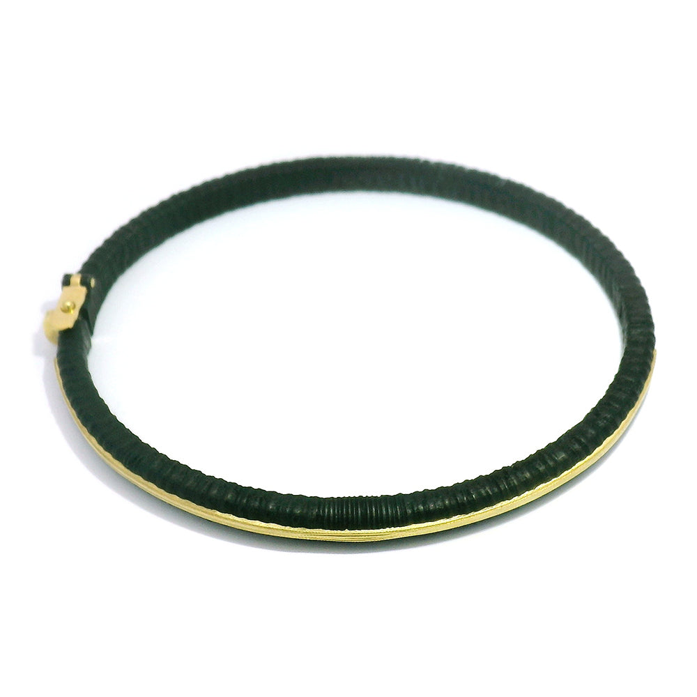 Cobalt Chrome & Yellow Gold Hinged Cuff - "Ridge"